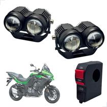 Farol de Milha Auxiliar Neblina Led 20w 12v + Botão On/ Off Usb Versys 300 2017 até 2024