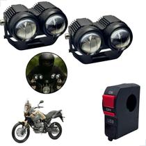 Farol de Milha Auxiliar Neblina Led 20w 12v + Botão On/ Off Usb XTZ 250 Tenerê 2011 até 2018