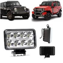Farol de milha auxiliar retangular 8leds 24w universal cinoy
