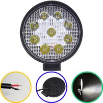 Farol de milha forte auxiliar de led 27w redondo 12v 24v 6000k fino Farol de milha forte auxiliar de led 27w redondo 12v 24v 6000k fino