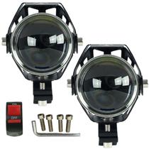 Farol de milha led auxiliar mod u5 moto par universal 3 funções strobo