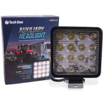 Farol De Milha Led Quadrado 12/24V 6000K 16 Leds Tech One