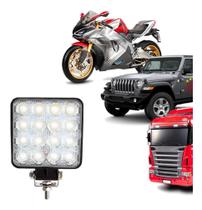 Farol De Milha Led Quadrado 48W 10/30V Moto Carro Caminhão