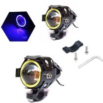 Farol de Milha Moto Branco Universal Angel Eyes Azul O Par Neblina Farol de Milha Moto Branco Universal Angel Eyes Azul O Par Neblina