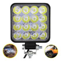 Farol De Milha Quadrado 16 Led 48w 12v 24v Trator Agricola