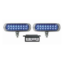 Farol de Milha Slim Estrobo Cromado 16 Leds Azul 12v Farol de Milha Slim Estrobo Cromado 16 Leds Azul 12v