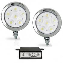 Farol de Milha Strobo Estrobo Safetycar Redondo Led Amarelo Corpo Cromado Par Farol de Milha Strobo Estrobo Safetycar Redondo Led Amarelo Corpo Cromado Par