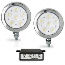 Farol de Milha Strobo Estrobo Safetycar Redondo Led Vermelho Corpo Cromado Par Farol de Milha Strobo Estrobo Safetycar Redondo Led Vermelho Corpo Cromado Par