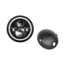 Farol de Moto de 7 Polegadas 50W DOT SAE E9 com Olho de Anjo e Luz de Sinalização LED