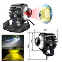 Farol de Motocicleta LED Amarelo e Branco - Projetor Laser com Lâmpada de Neblina Lateral para Caminhões e SUVs