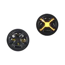 Farol De Motocicleta LED Amarelo Estilo X Fumê De 5,75 Polegadas Para Harley 883 1200 Indian Scout Farol De Motocicleta LED Amarelo Estilo X Fumê De 5,75 Polegadas Para Harley 883 1200 Indian Scout