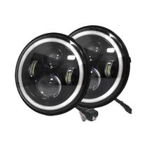 Farol De Motocicleta LED De 7 Polegadas DRL H4 Hi-Lo Halo Angel Eyes 12V 24V Para Lada Niva Uaz 2pcs