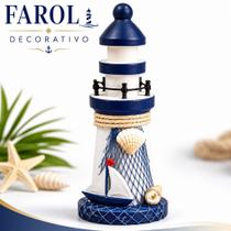 Farol Decorativo Náutico em Resina com Barco Concha Rede Marinheiro Decoração Praia 13cm Farol Decorativo Náutico em Resina com Barco Concha Rede Marinheiro Decoração Praia 13cm