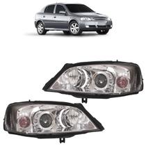 Farol Dianteiro Astra Hatch 2003 2004 2005 2006 2007 2008 2009 2010 2011 Máscara Cromada Lisa Acrílico Foco Duplo Carcaça Preta