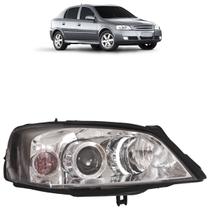 Farol Dianteiro Astra Hatch 2003 2004 2005 2006 2007 2008 2009 2010 2011 Máscara Cromada Lisa Acrílico Foco Duplo Carcaça Preta