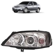 Farol Dianteiro Astra Hatch 2003 2004 2005 2006 2007 2008 2009 2010 2011 Máscara Cromada Lisa Acrílico Foco Duplo Carcaça Preta