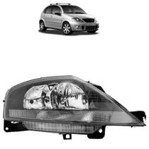 Farol Dianteiro C3 2011 A 2012 Serve 2003 A 2010 Máscara Negra Foco Duplo Lente Lisa Acrílico Carcaça Preta