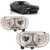 Farol Dianteiro Challenger 2008 2009 2010 2011 Máscara Cromada Lente Lisa Acrílico Foco Duplo