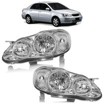 Farol Dianteiro Corolla 2005 2006 2007 2008 2009 Máscara Cromada Lisa Acrílico Foco Duplo