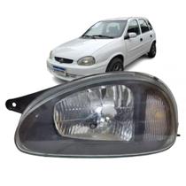 Farol Dianteiro Corsa 2000 / 2008 Serve 1994 Até 1999 Esquerdo Fumê Vidro Carcaça Preta