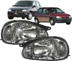Farol Dianteiro Corsa 2000 até 2008 Serve 1994 até 1999 Classic Cromado Lente Vidro Par 2pç