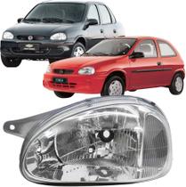 Farol Dianteiro Corsa Classic 2000 até 2008 Serve 1994 até 1999 Cromado Carcaça Cinza Lente Vidro