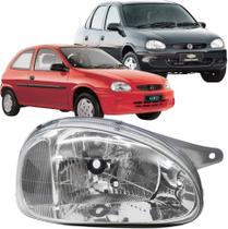 Farol Dianteiro Corsa Classic 2000 até 2008 Serve 1994 até 1999 Cromado Carcaça Cinza Lente Vidro