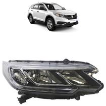 Farol Dianteiro Crv 2015 2016 2017 Led Máscara Negra Friso Cromado Lente Lisa Acrílico