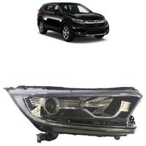 Farol Dianteiro Crv 2017 2018 2019 Máscara Negra Lente Lisa Acrílico Foco Duplo Projetor Carcaça Preta