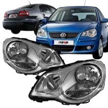 Farol Dianteiro Direito Foco Duplo Máscara Cromada Polo 2007 a 2014