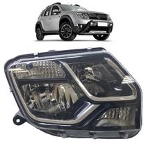 Farol Dianteiro Duster Oroch 2016 2017 2018 Friso Cromado Máscara Negra Liso Acrílico