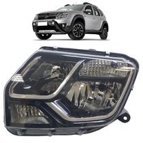 Farol Dianteiro Duster Oroch 2016 2017 2018 Friso Cromado Máscara Negra Liso Acrílico