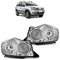 Farol Dianteiro Ecosport 2008 2009 2010 2011 2012 Máscara Cromada Liso Acrílico