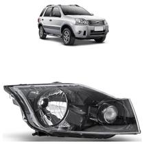 Farol Dianteiro Ecosport 2008 2009 2010 2011 2012 Máscara Negra Lisa Acrílico Carcaça Preta