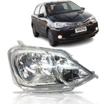 Farol Dianteiro Etios 2013 14 15 16 17 Cromado Foco Simples Carcaça Cinza
