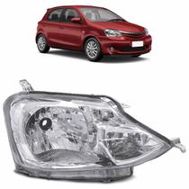 Farol Dianteiro Etios 2017 2018 Máscara Cromada Lente Lisa Acrílico Carcaça Cinza