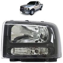 Farol Dianteiro F-250 2007 2008 2009 2010 2011 Máscara Negra Lisa Acrílico Foco Simples Defletor