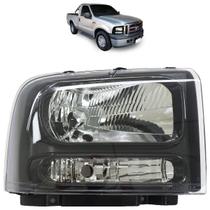 Farol Dianteiro F-250 2007 2008 2009 2010 2011 Máscara Negra Lisa Acrílico Foco Simples Defletor