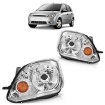 Farol Dianteiro Fiesta 2003 A 2006 Máscara Cromada