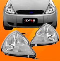 Farol Dianteiro Ford Ka 1997 a 2007 Máscara Cromada com Pisca Cristal Lado Direito ou Esquerdo
