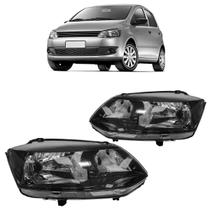 Farol Dianteiro Fox 2010 2011 2012 A 2014 Máscara Negra Lente Lisa Acrílico