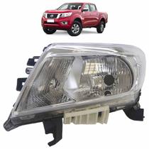 Farol Dianteiro Frontier 2017 2018 2019 2020 2021 Máscara Cromada Lente Lisa Acrílico Carcaça Preta