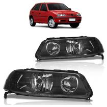 Farol Dianteiro Gol G3 1999 2000 2001 2002 2003 2004 2005 Máscara Negra Lisa Acrílico Carcaça Preta Foco Duplo Carcaça Preta