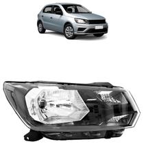 Farol Dianteiro Gol G8 2018 2019 2020 Máscara Negra Lente Lisa Acrílico Carcaça Preta