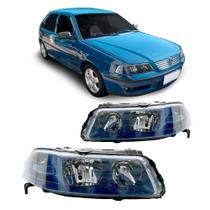 Farol Dianteiro Gol Parati Saveiro G3 1999 2000 2001 2002 2003 2004 A 2005 Máscara Azul Fun Lente Lisa Acrílico