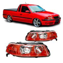 Farol Dianteiro Gol Parati Saveiro G3 1999 A 2005 Máscara Vermelho Coral