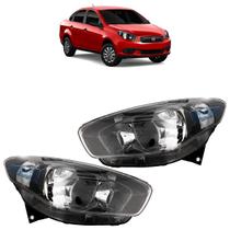 Farol Dianteiro Grand Siena 2012 2013 2014 2015 2016 Máscara Negra Lente Lisa Acrilíco