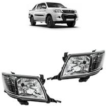 Farol Dianteiro Hilux SR 2012 2013 2014 2015 Máscara Negra Lente Lisa Acrílico Farol Dianteiro Hilux SR 2012 2013 2014 2015 Máscara Negra Lente Lisa Acrílico