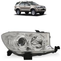 Farol Dianteiro Hilux Sw4 2009 2010 2011 Máscara Cromada Lente Lisa Acrílico Foco Duplo