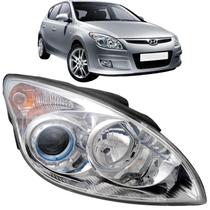 Farol Dianteiro I30 09/12 Manual Cromado Com Foco Azul